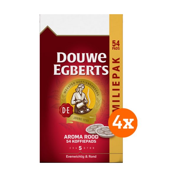 Douwe Egberts Aroma Rood Koffiepads Familiepak 4 x 54 stuks